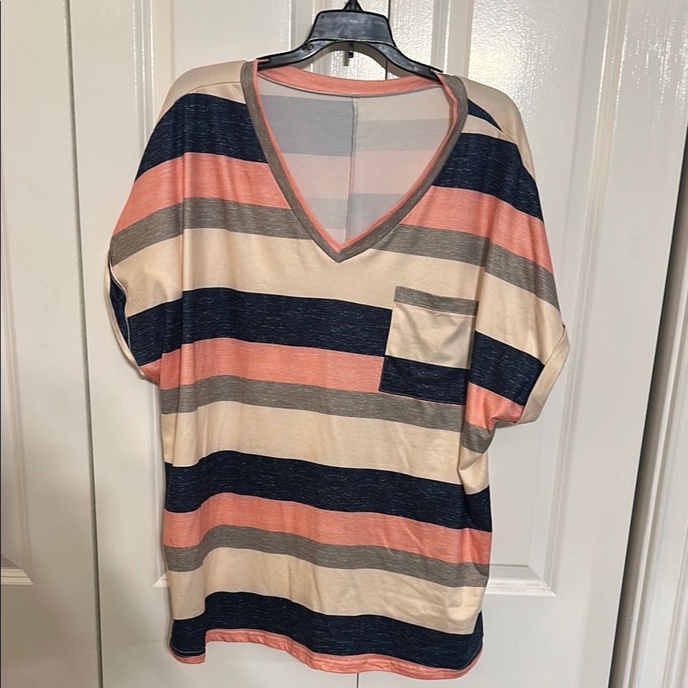SOLD Striped V-Neck Women's Top